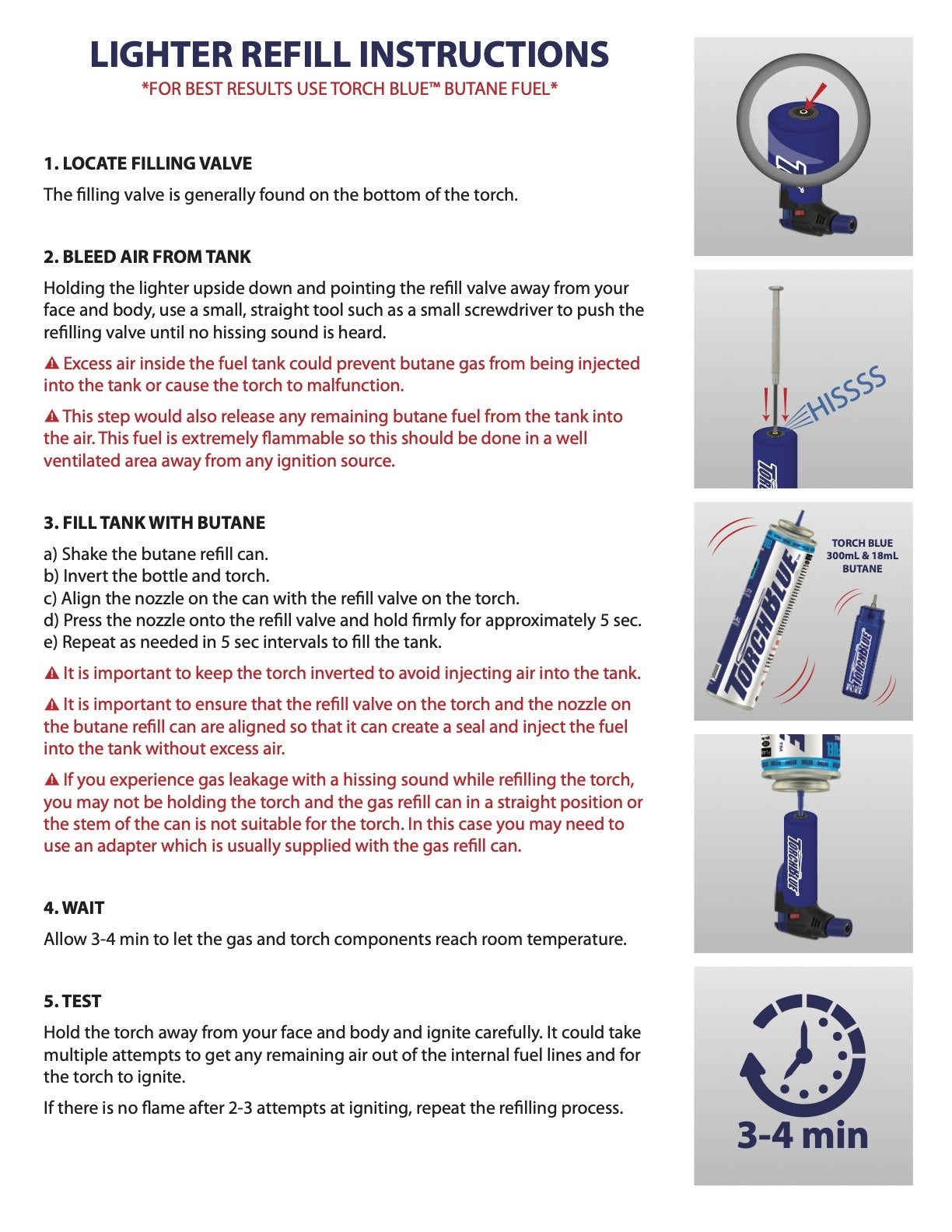 Torch Blue High Quality Butane Lighter 18 mL Refill