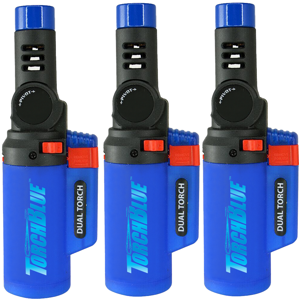Torch Blue Adjustable Pivot Head Refillable Dual Tank Torch Lighter
