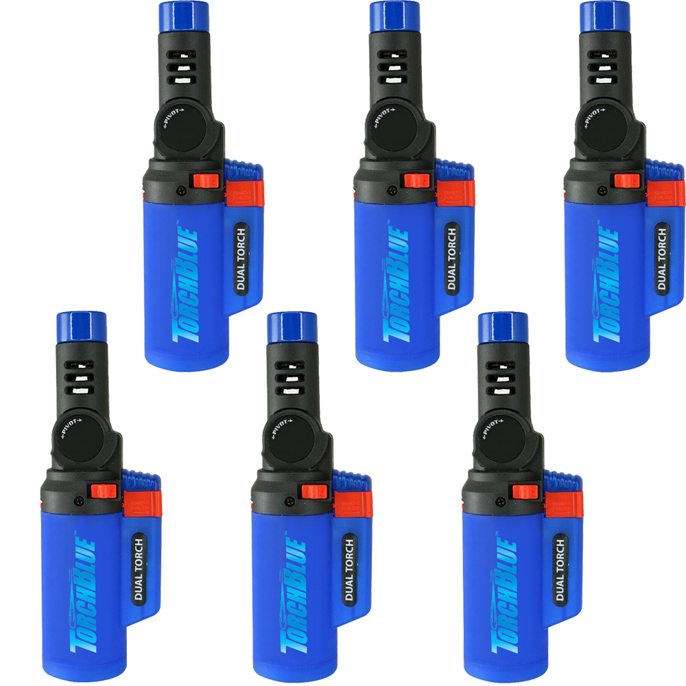 Torch Blue Adjustable Pivot Head Refillable Dual Tank Torch Lighter