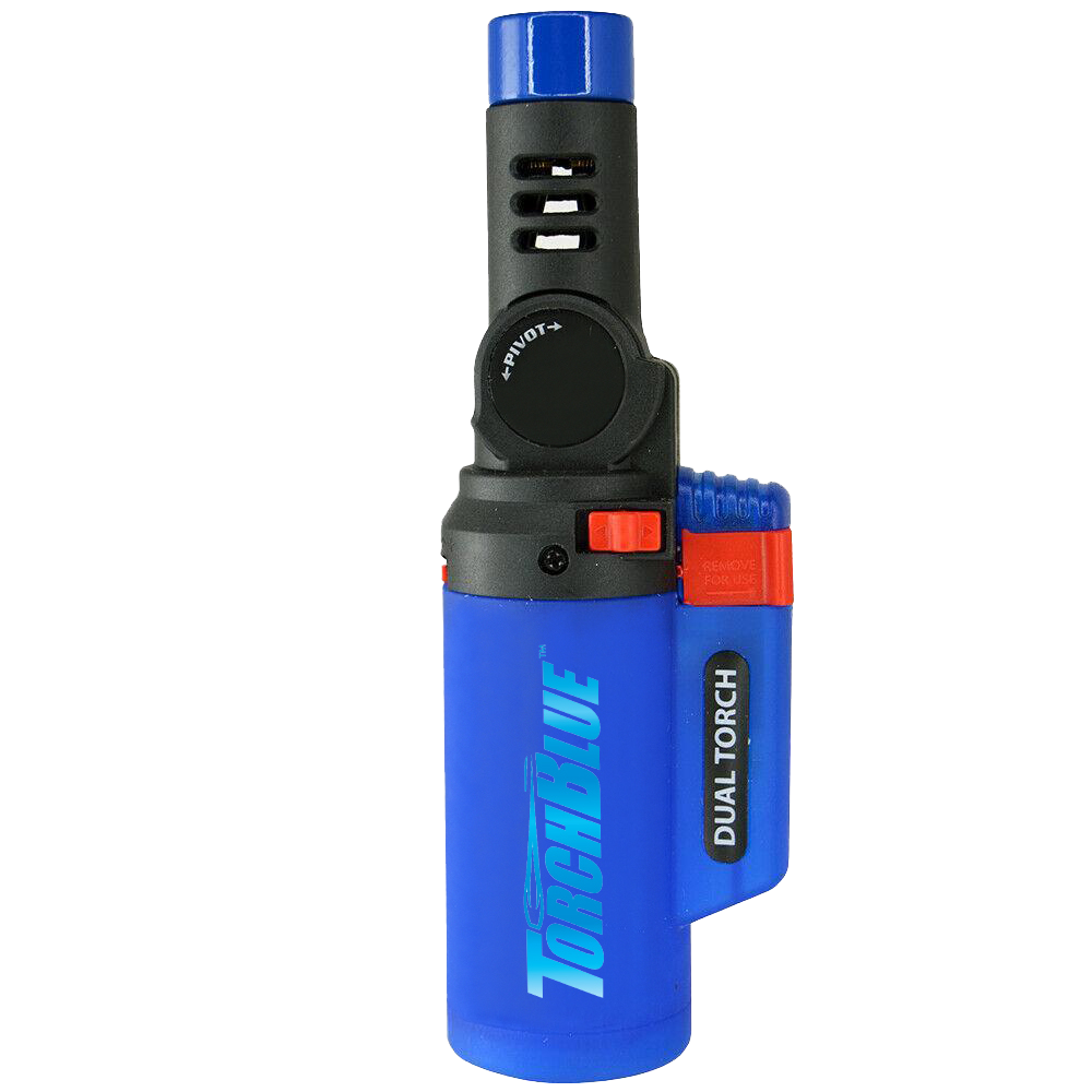 Torch Blue Adjustable Pivot Head Refillable Dual Tank Torch Lighter
