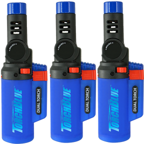 Torch Blue Adjustable Pivot Head Refillable Dual Tank Torch Lighter